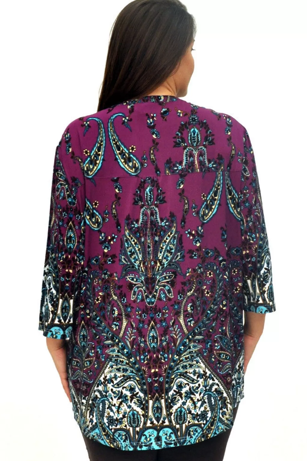 La Cera™ Plus Size La Cera Pleat Front Printed Tunic