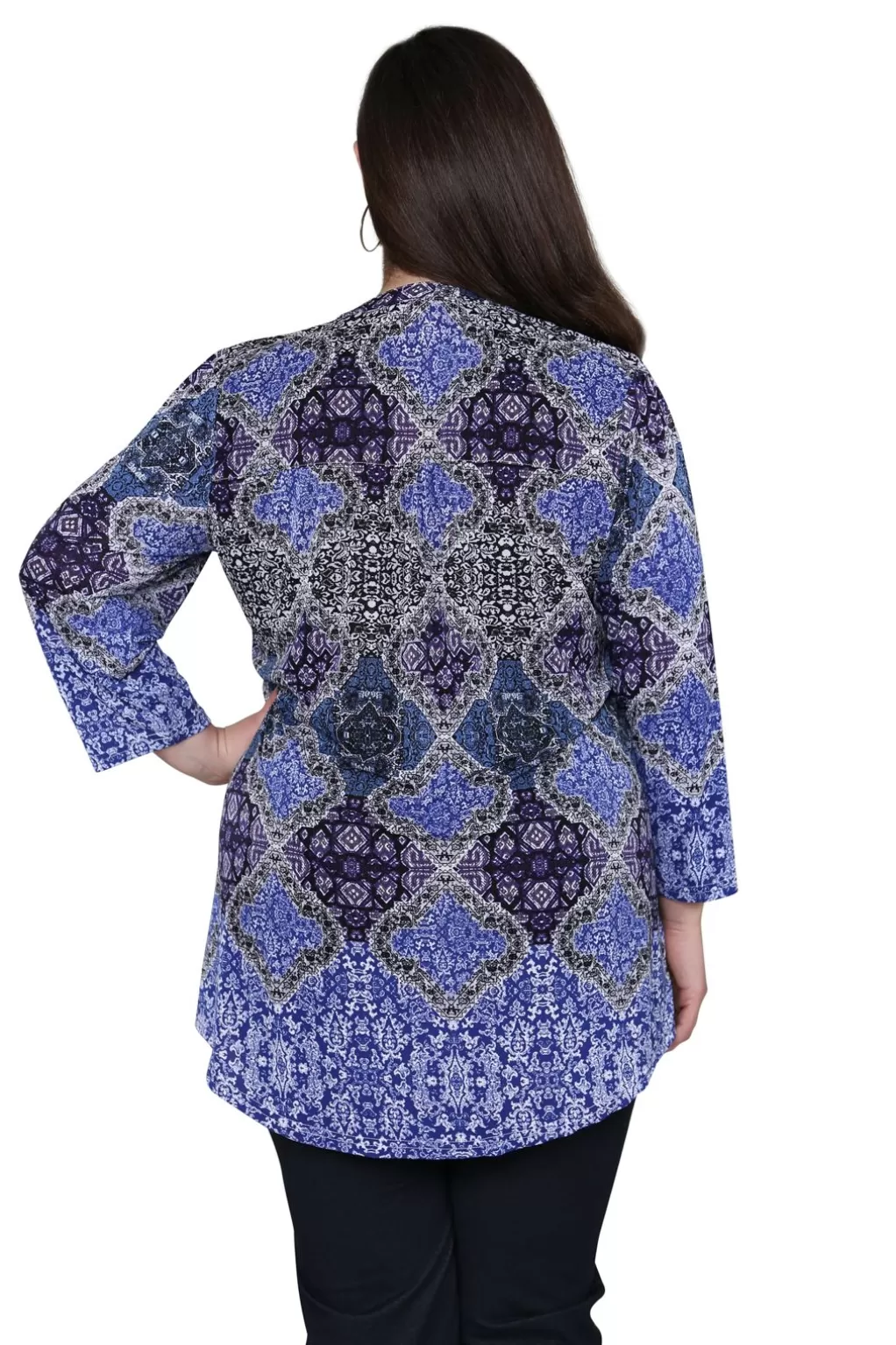 La Cera™ Plus Size La Cera Pleat Front Printed Tunic Multi