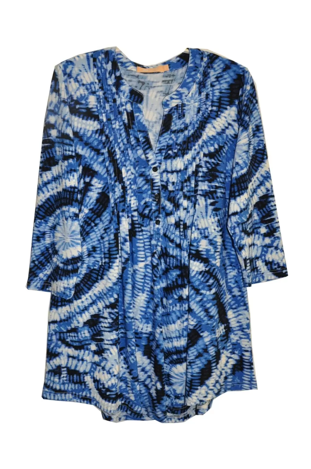 La Cera™ Plus Size La Cera Pleat Front Printed Tunic Tie-Dye
