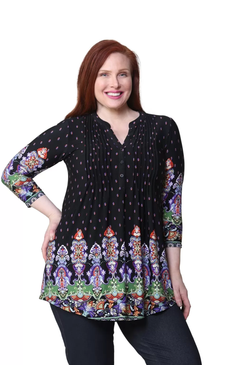 La Cera™ Plus Size La Cera Renaissance Paisley Print Tunic