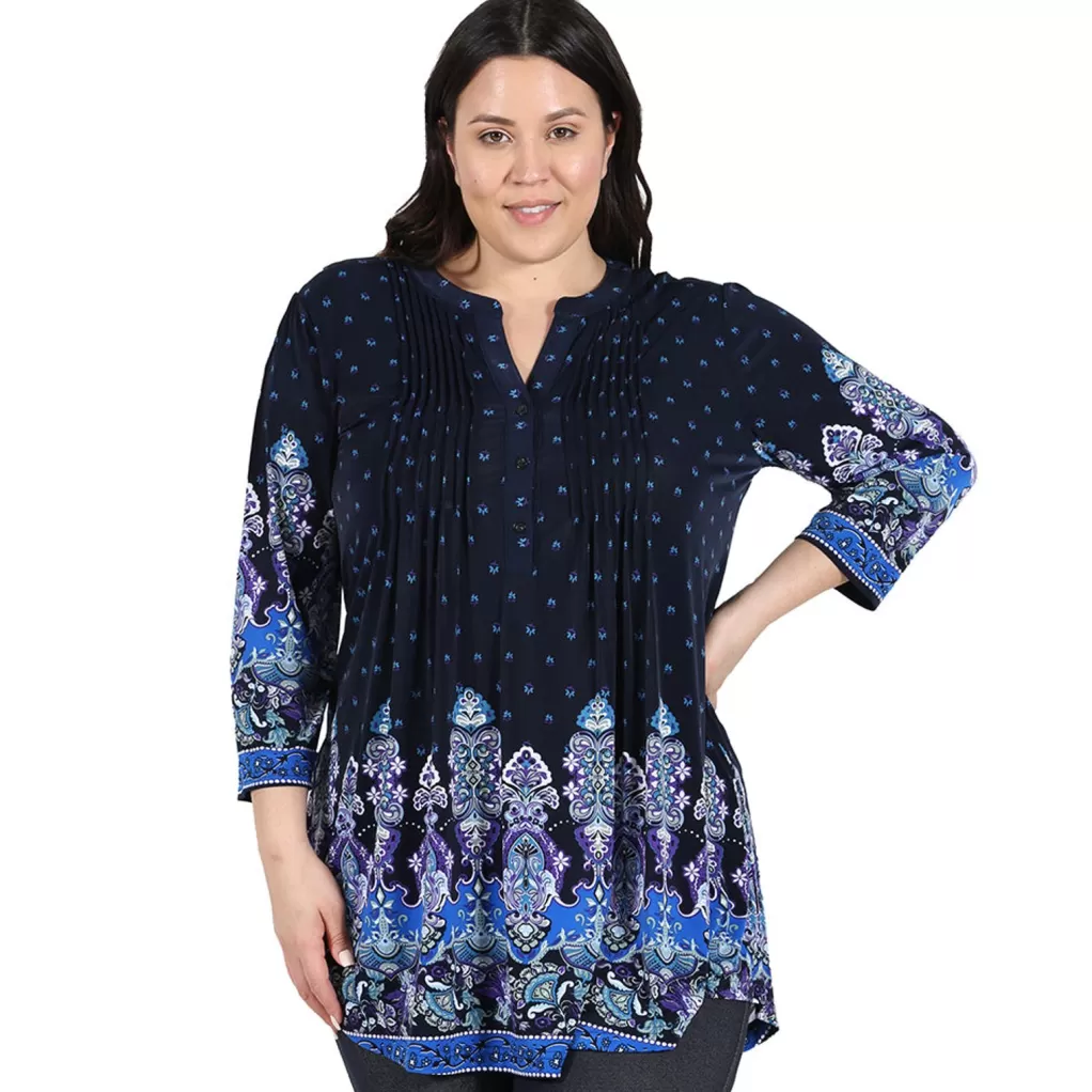 La Cera™ Plus Size La Cera Renaissance Paisley Print Tunic
