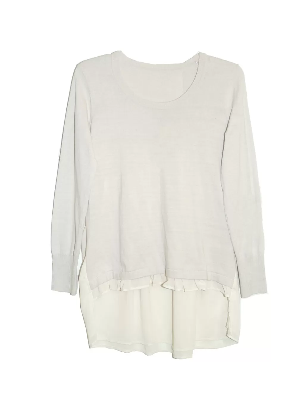 La Cera™ Plus Size La Cera Rounded Neck Sweater Top With Georgette Back