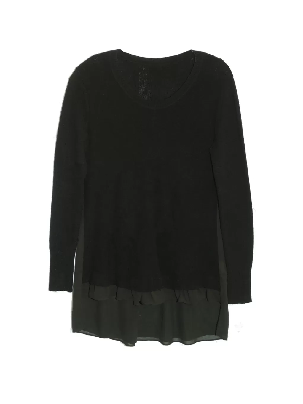 La Cera™ Plus Size La Cera Rounded Neck Sweater Top With Georgette Back