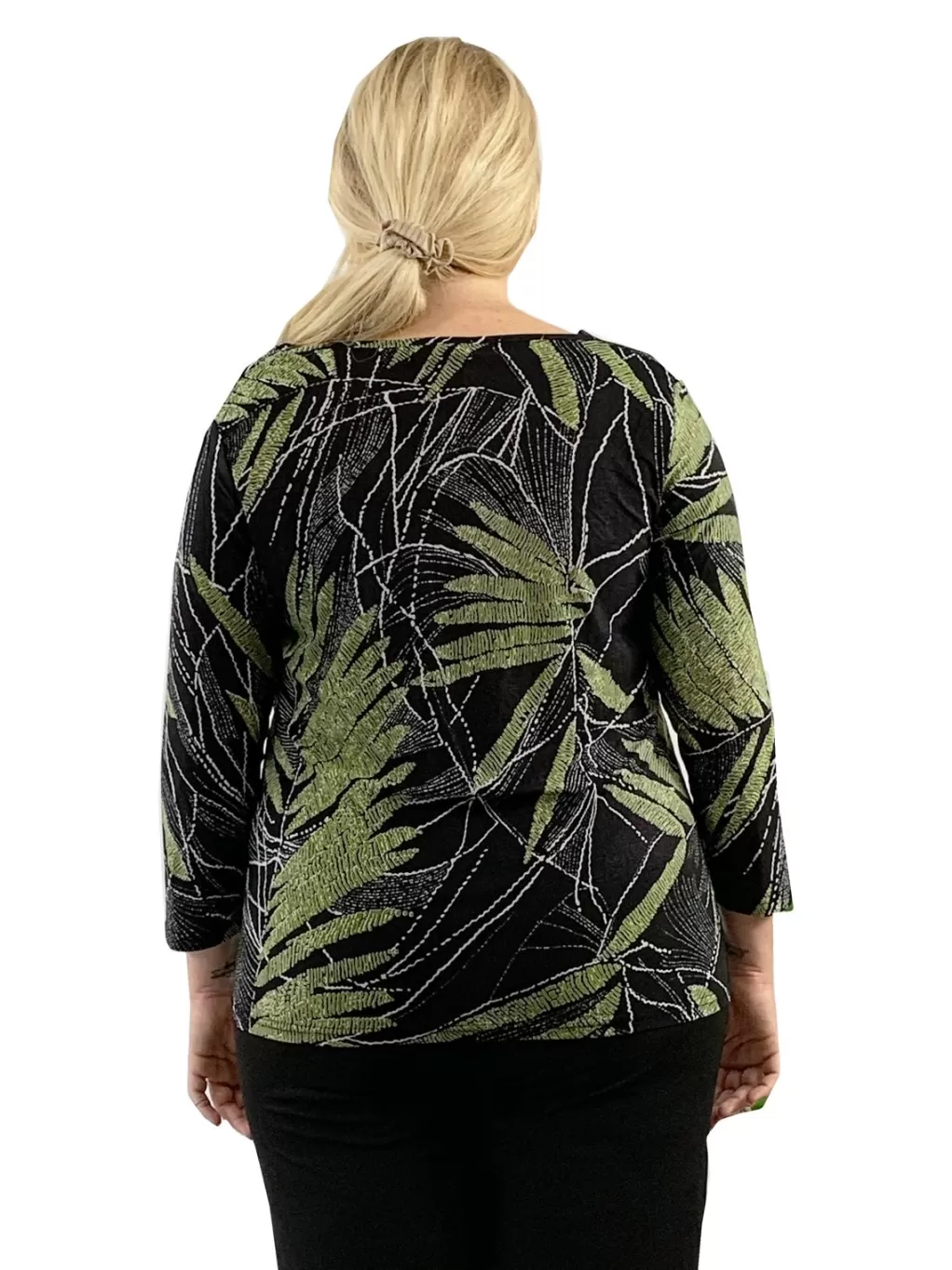 La Cera™ Plus Size La Cera Savannah Palm Print Cowl Neck Top