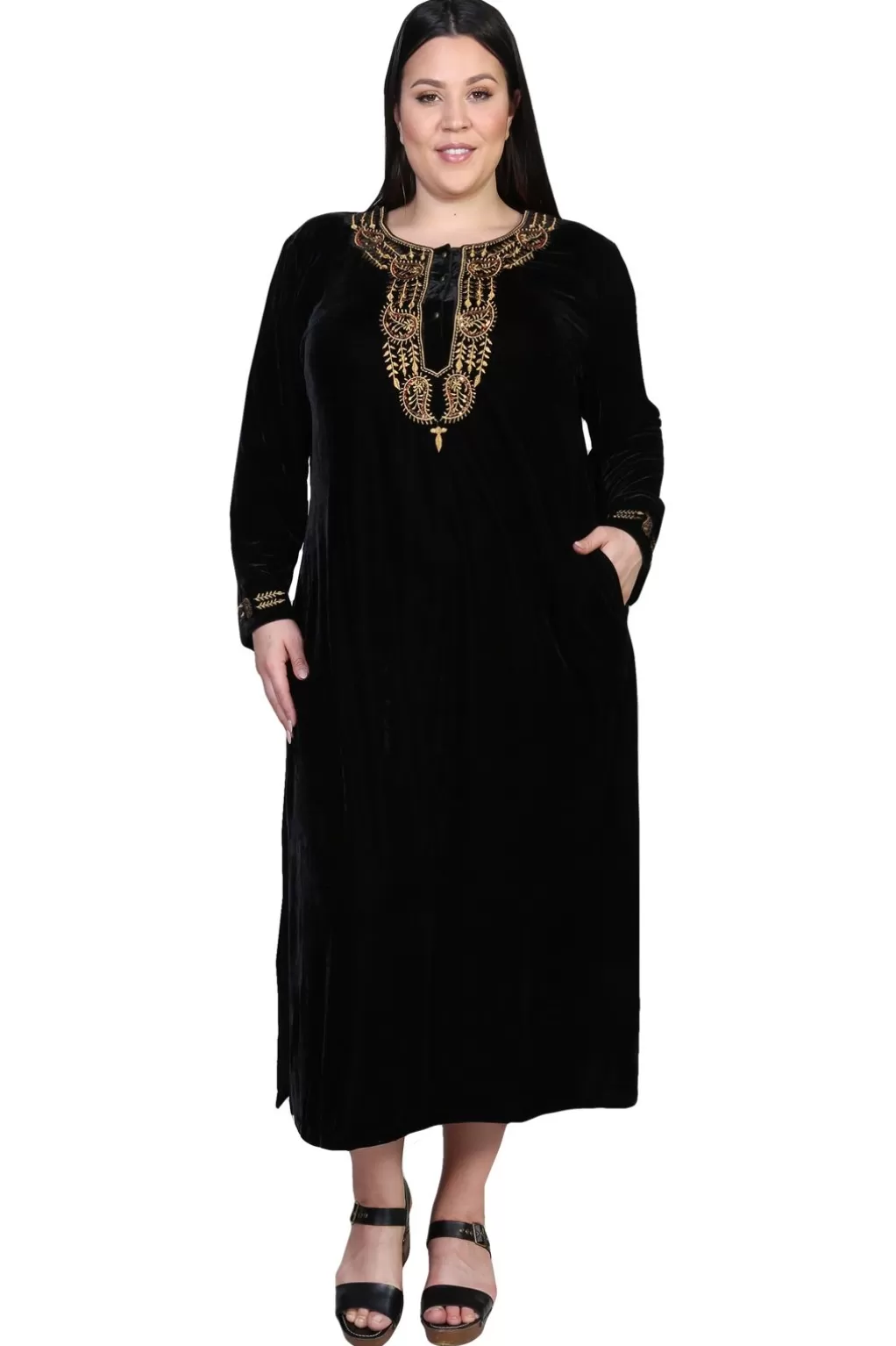 La Cera™ Plus Size La Cera Velour Gown