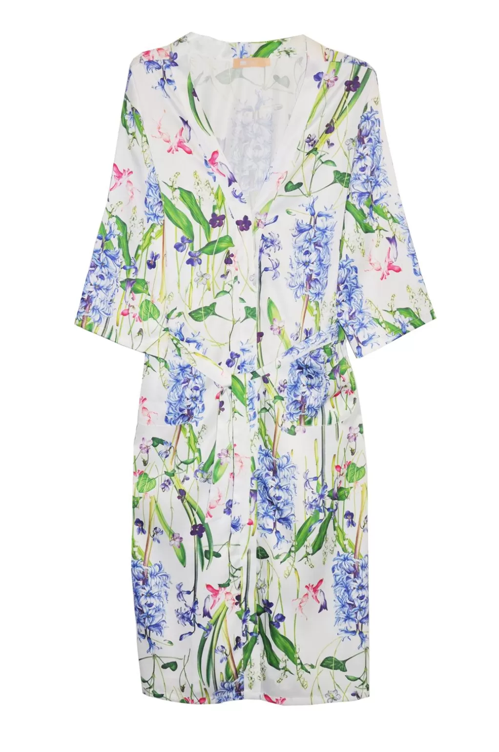La Cera™ Plus Size Long Floral Satin Robe