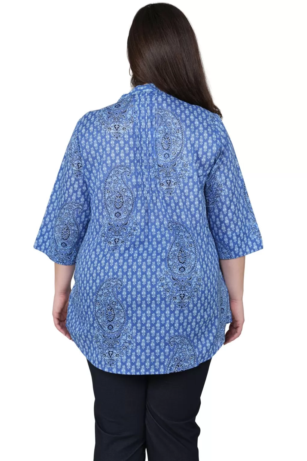 La Cera™ Plus Size Paisley Pleated Tunic