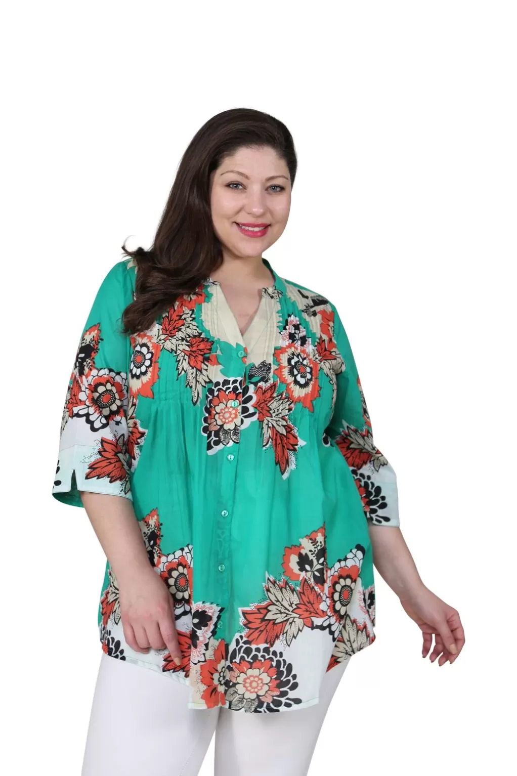La Cera™ Plus Size Pop Art Floral Release Print Tunic