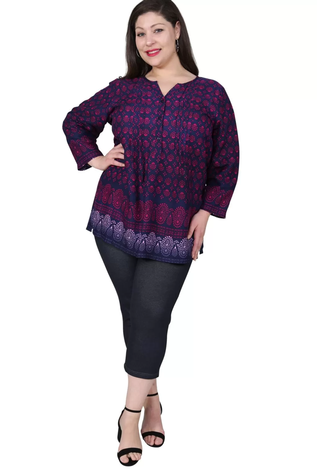 La Cera™ Plus Size Rayon Print Tunic