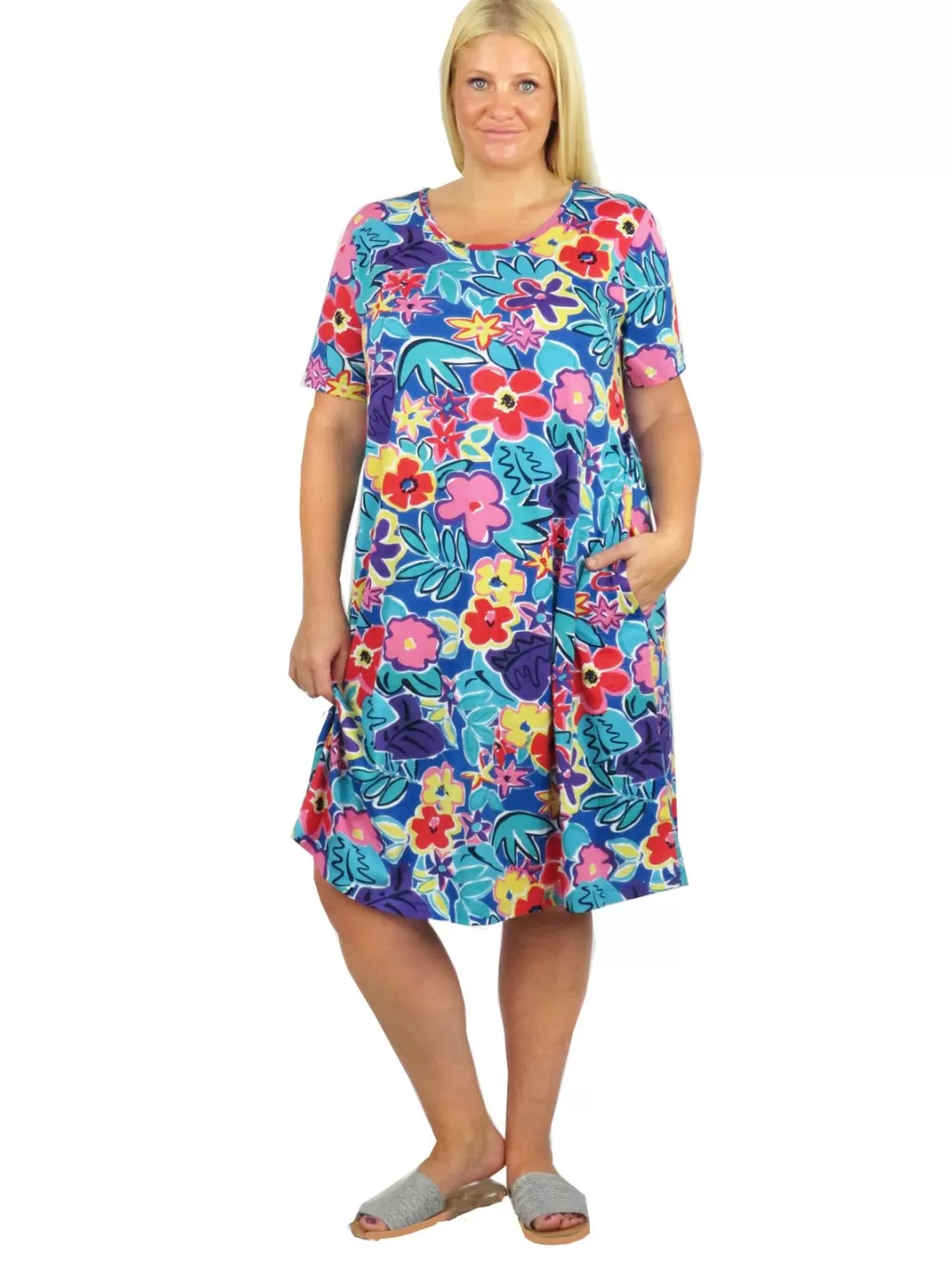 La Cera™ Plus Size Short Sleeve Cotton Knit Short Dress