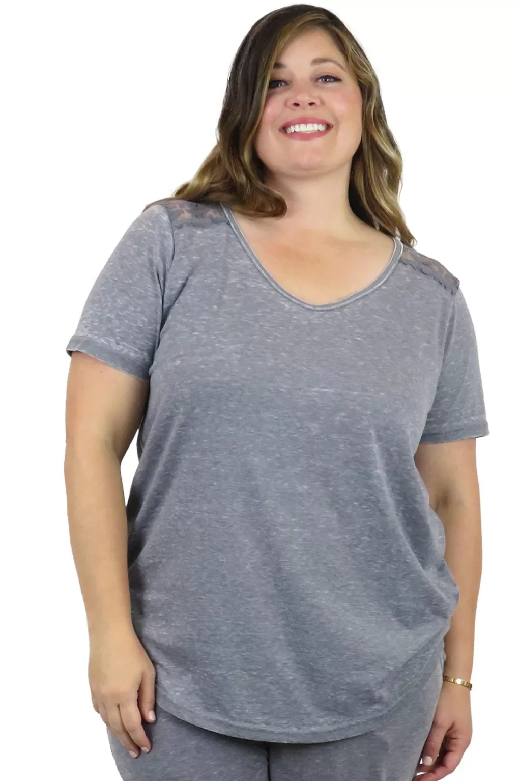 La Cera™ Plus Size Soft & Supple V-Neck Knit Top