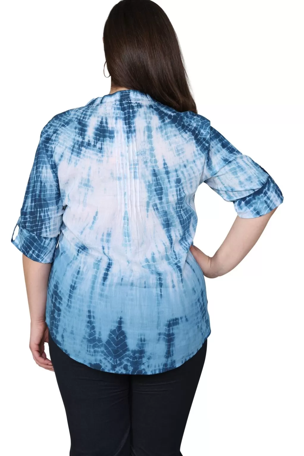 La Cera™ Plus Size Tie Dye Pleated Tunic