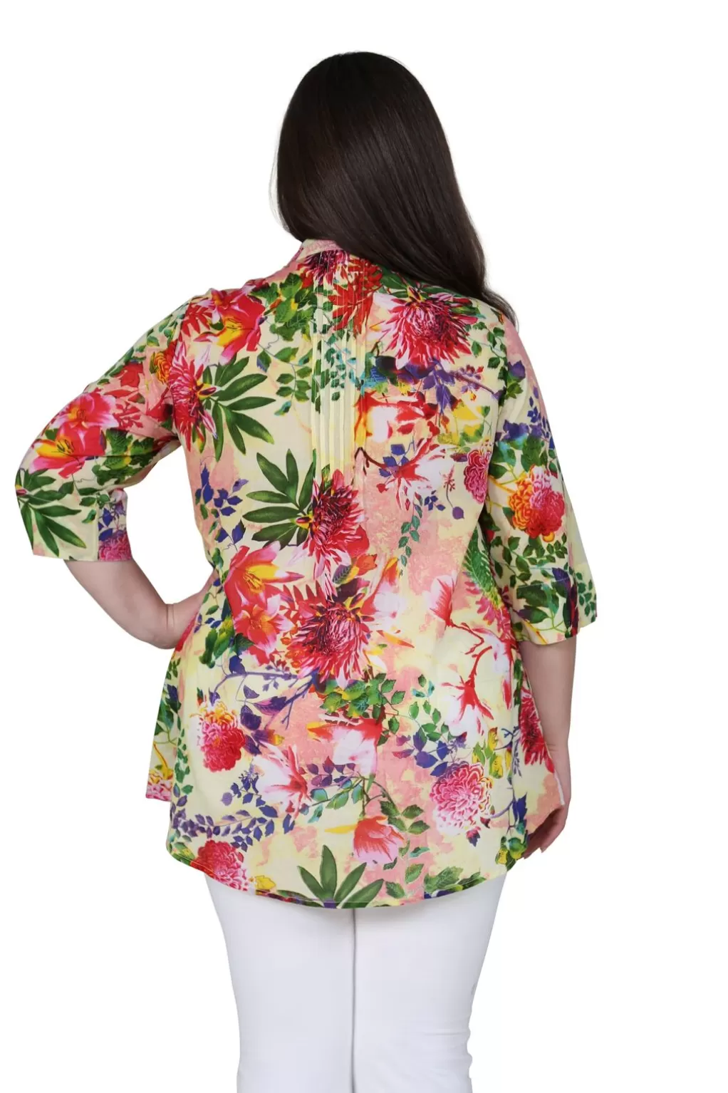 La Cera™ Plus Size Tropical Garden Release Print Tunic