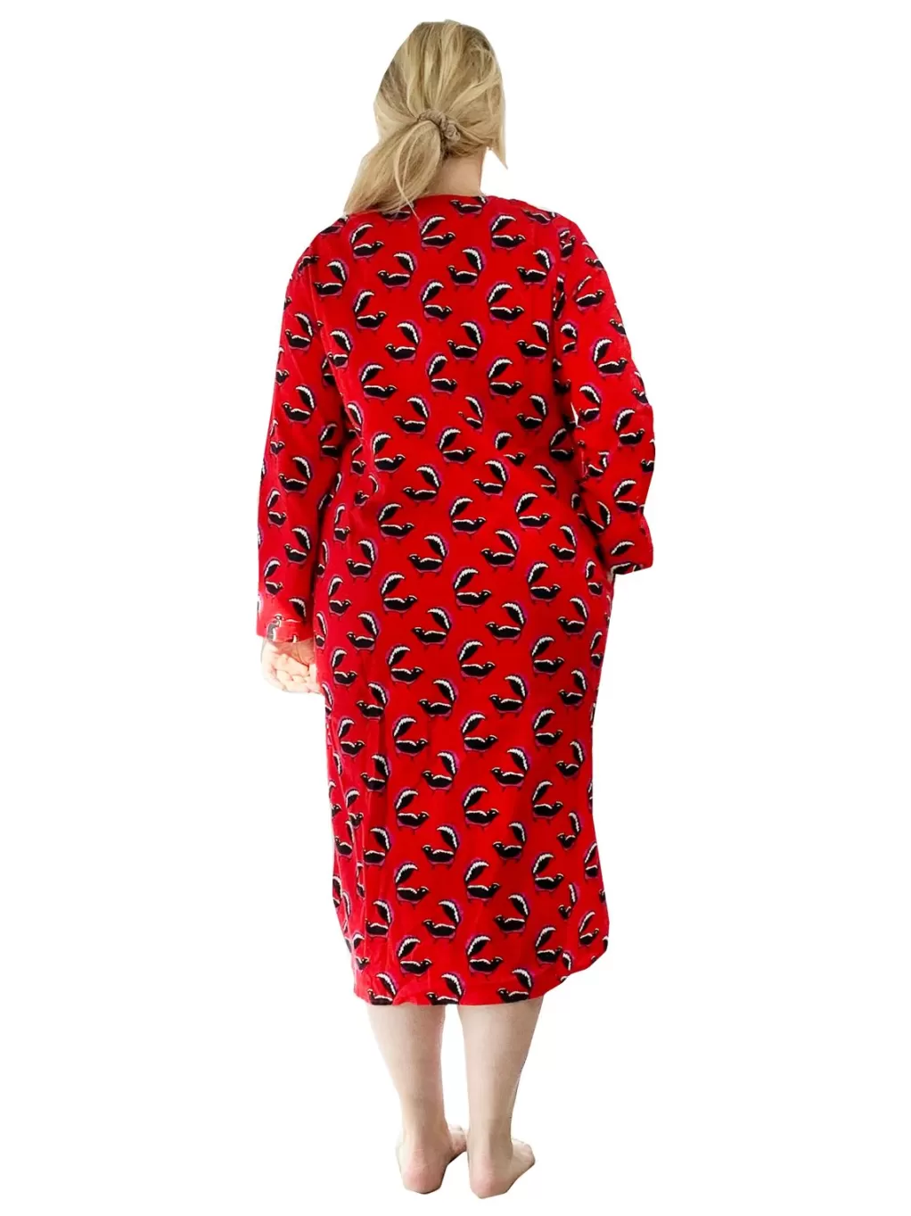 La Cera™ Plus Size Whimsical Skunk Flannel Henley Night Shirt