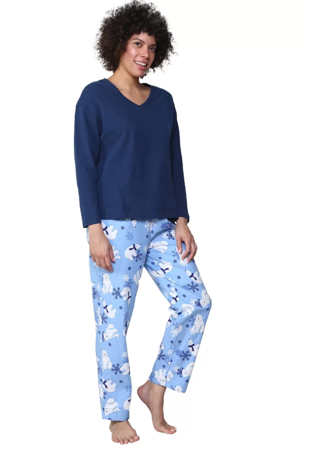 La Cera™ Polar Bear Flannel Pajama Set