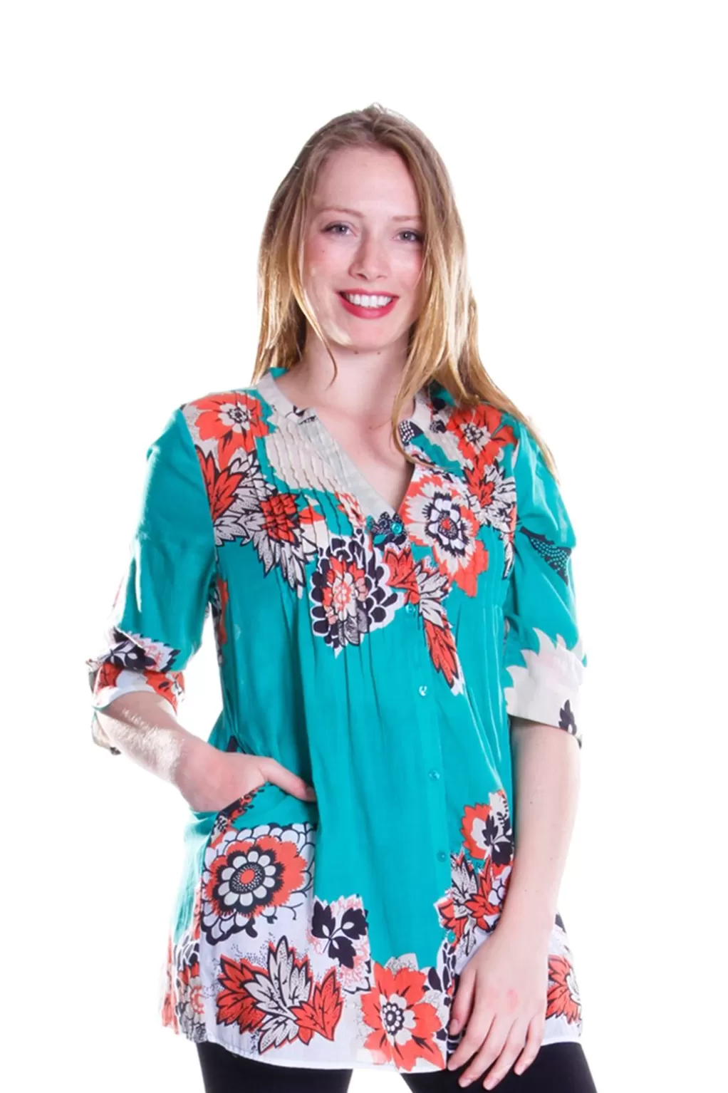 La Cera™ Pop Art Floral Release Print Tunic