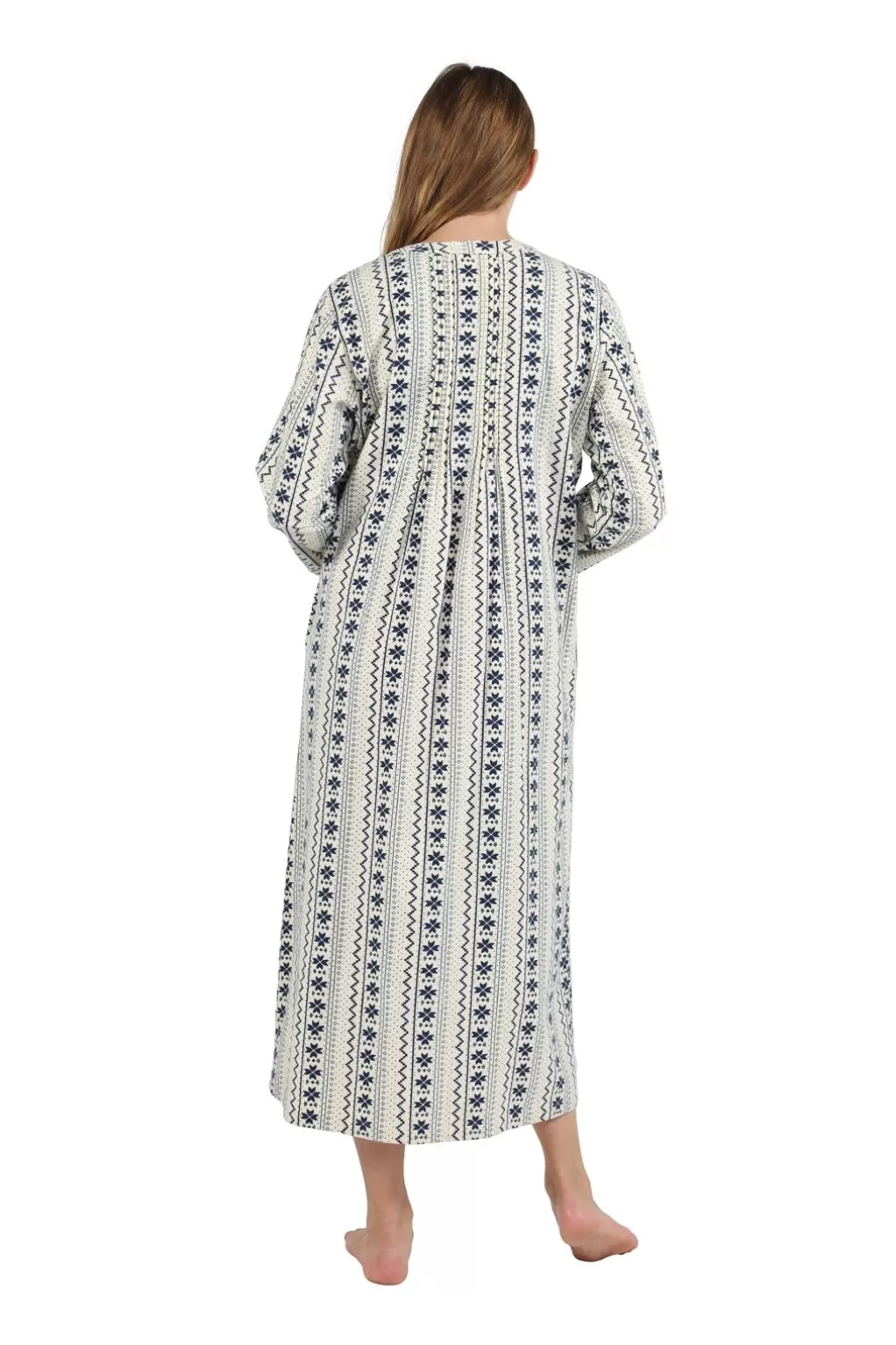 La Cera™ Printed Flannel Nightgown With Release Pleats