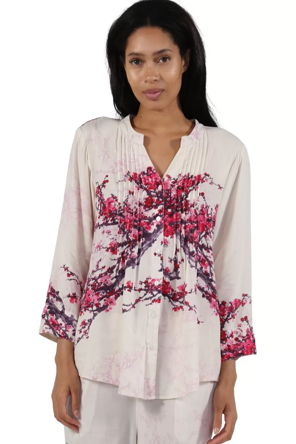 La Cera™ Printed Long Sleeve Rayon Pajamas