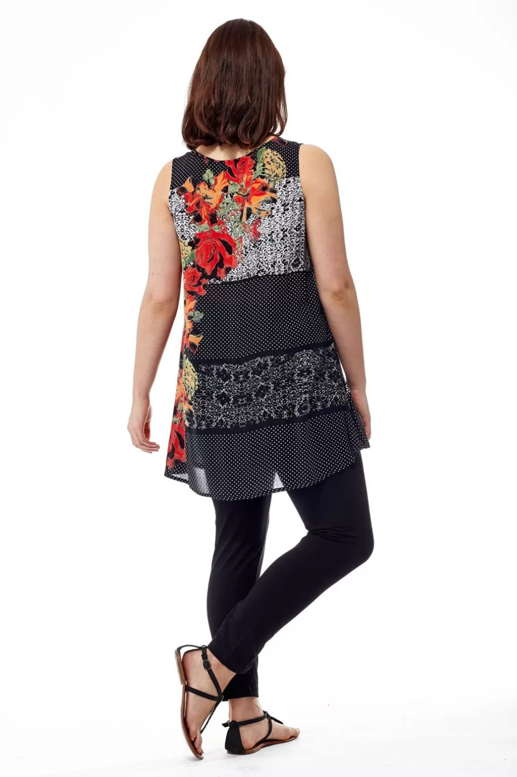 La Cera™ Printed Sleeveless A-Line Top