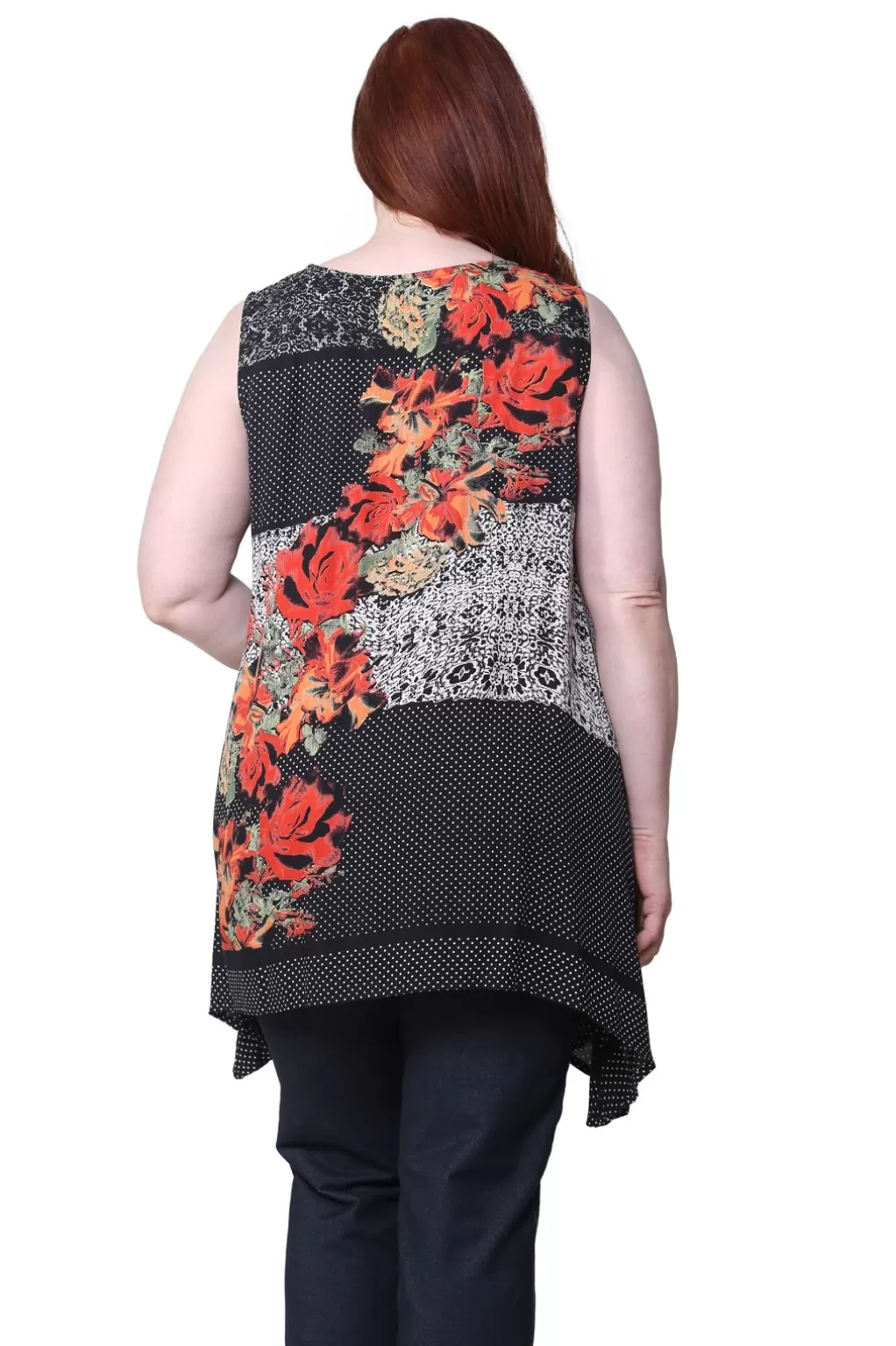 La Cera™ Printed Sleeveless A-Line Top - Plus Size