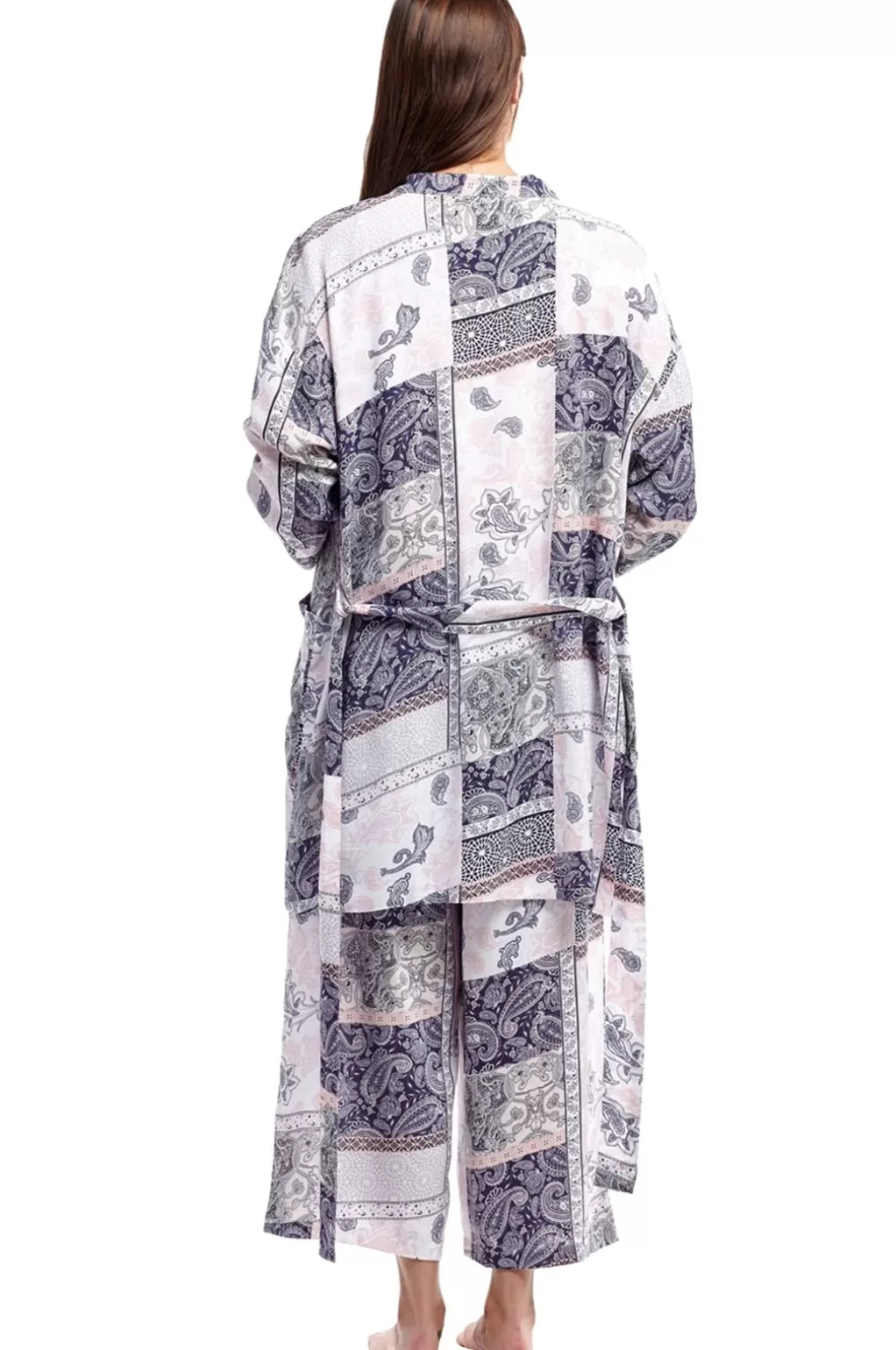La Cera™ Rayon Navy And Printed Robe