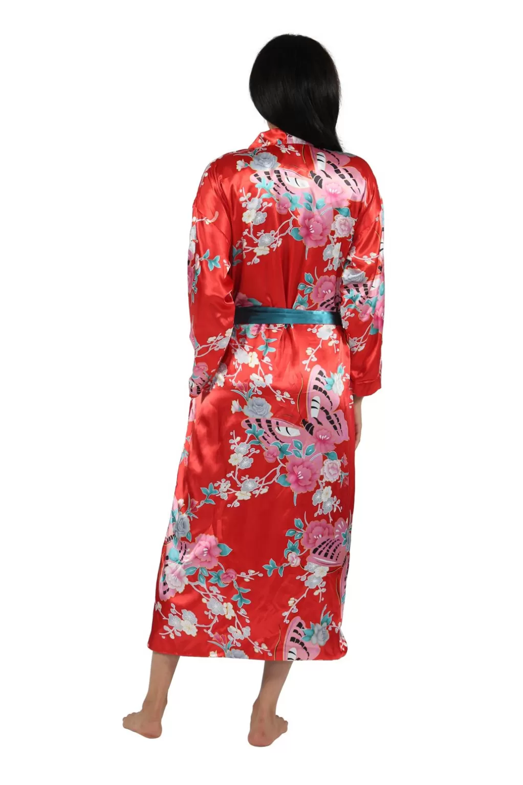 La Cera™ Reversible Floral Satin Robe