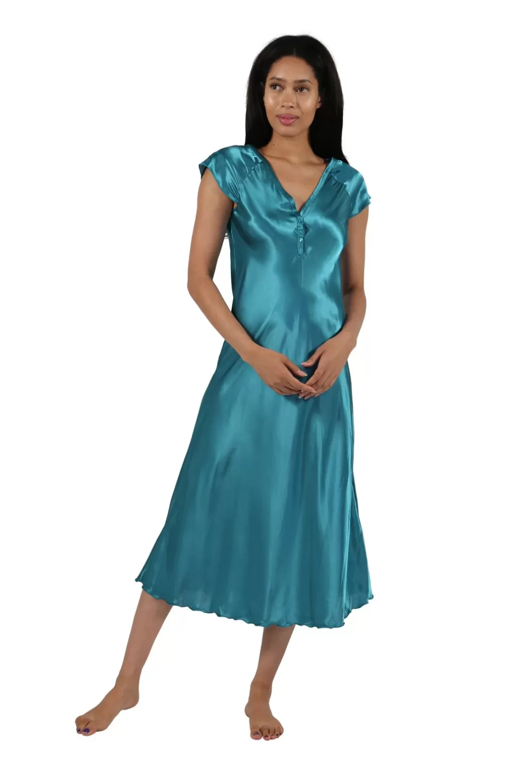 La Cera™ Satin Cap Sleeve Gown