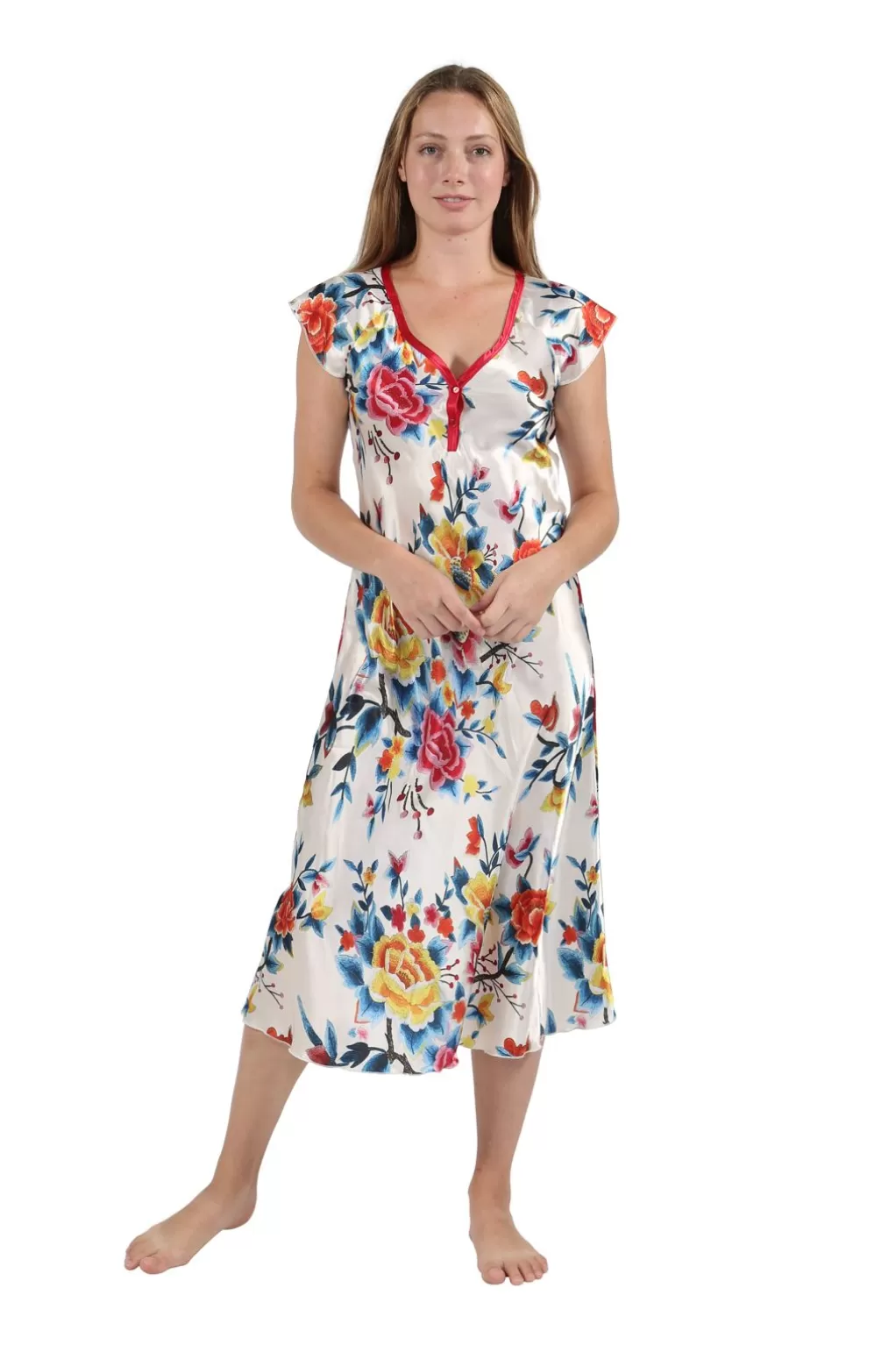 La Cera™ Satin Floral Multi Colo Gown