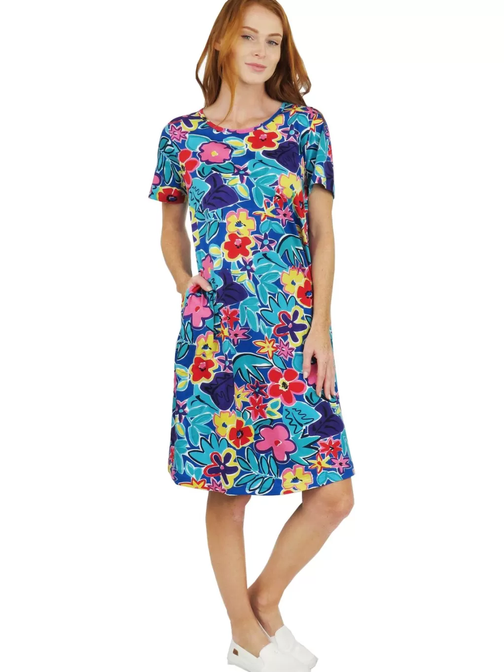 La Cera™ Short Sleeve Cotton Knit Short Dress