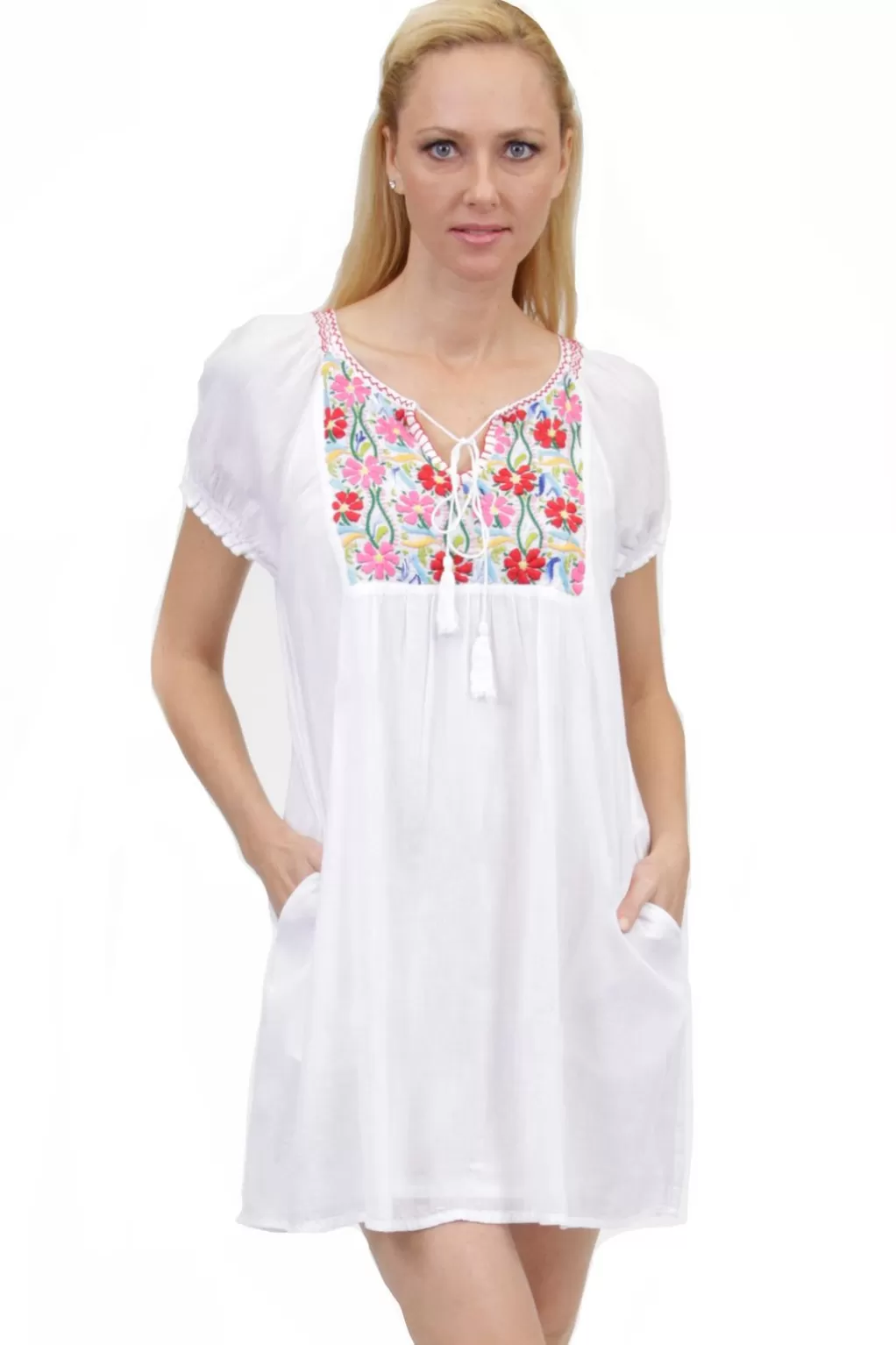 La Cera™ Short Sleeve Embroidered Peasant Chemise