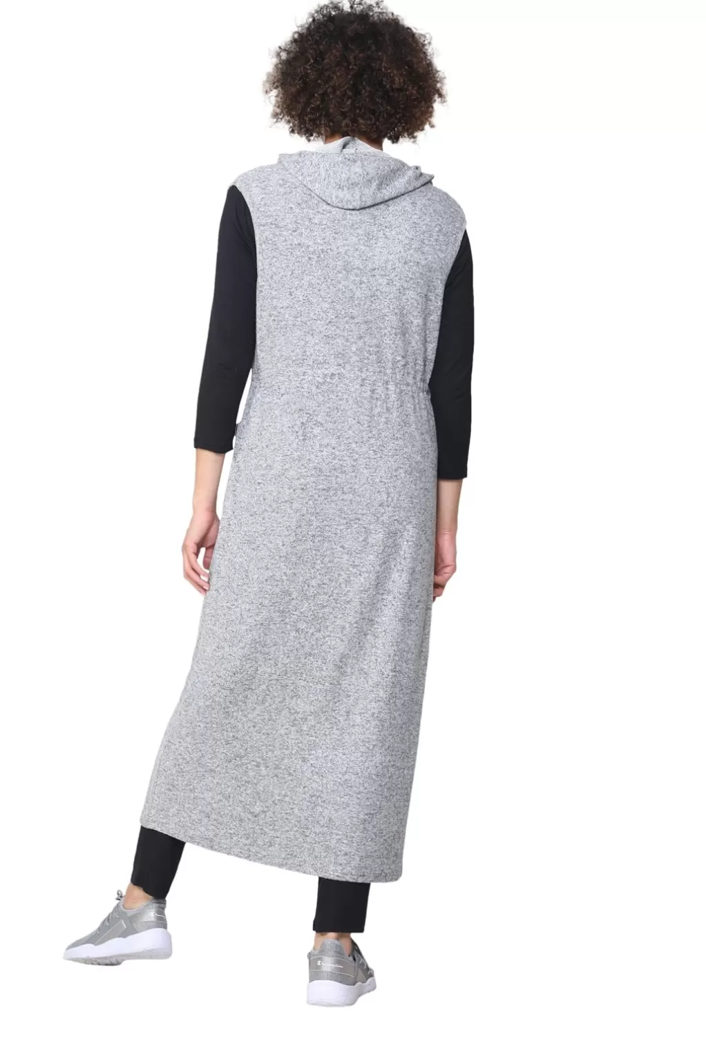 La Cera™ The Sleeveless Long Zip Hoodie