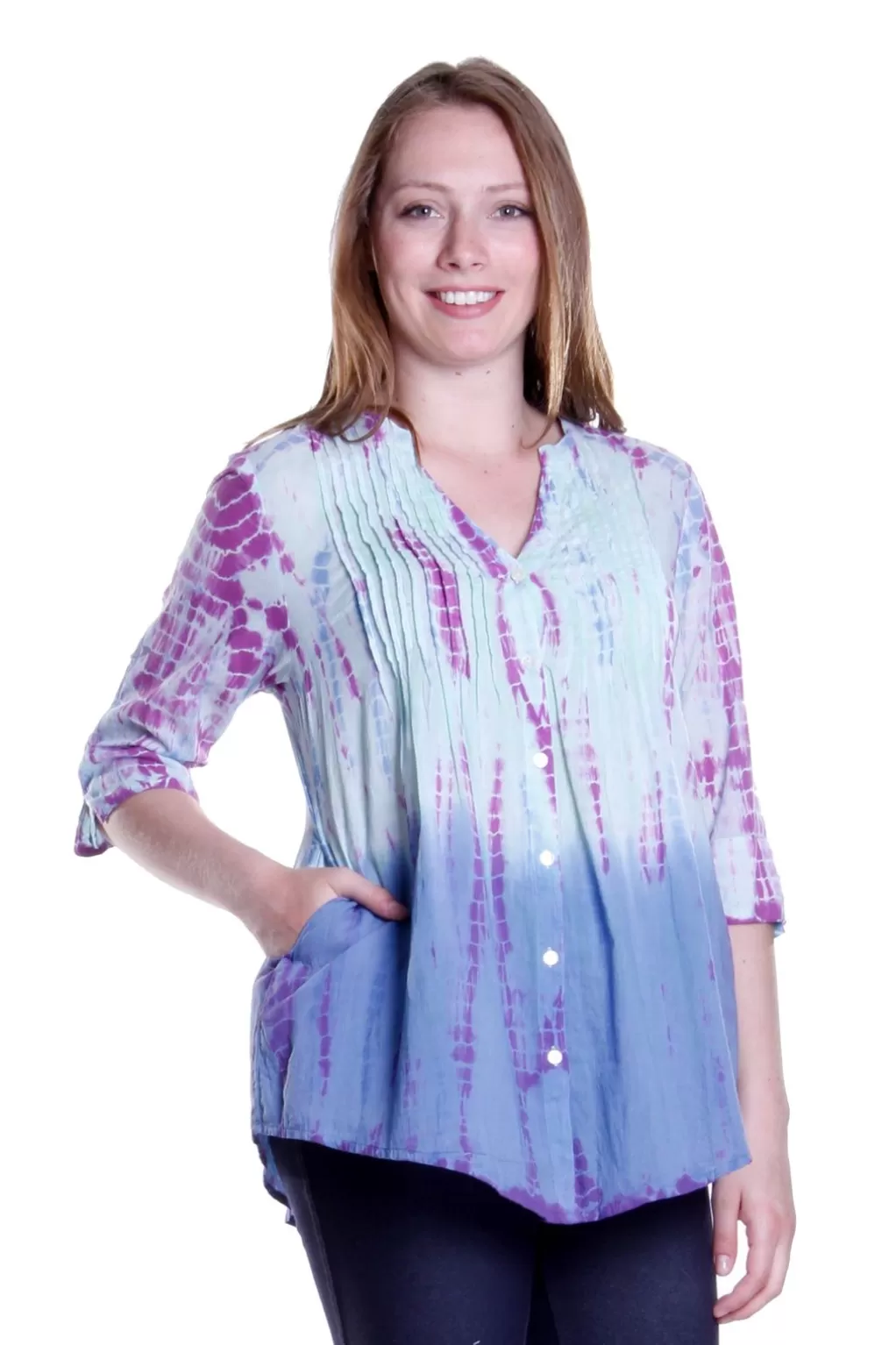 La Cera™ Tie Dye Pleated Tunic
