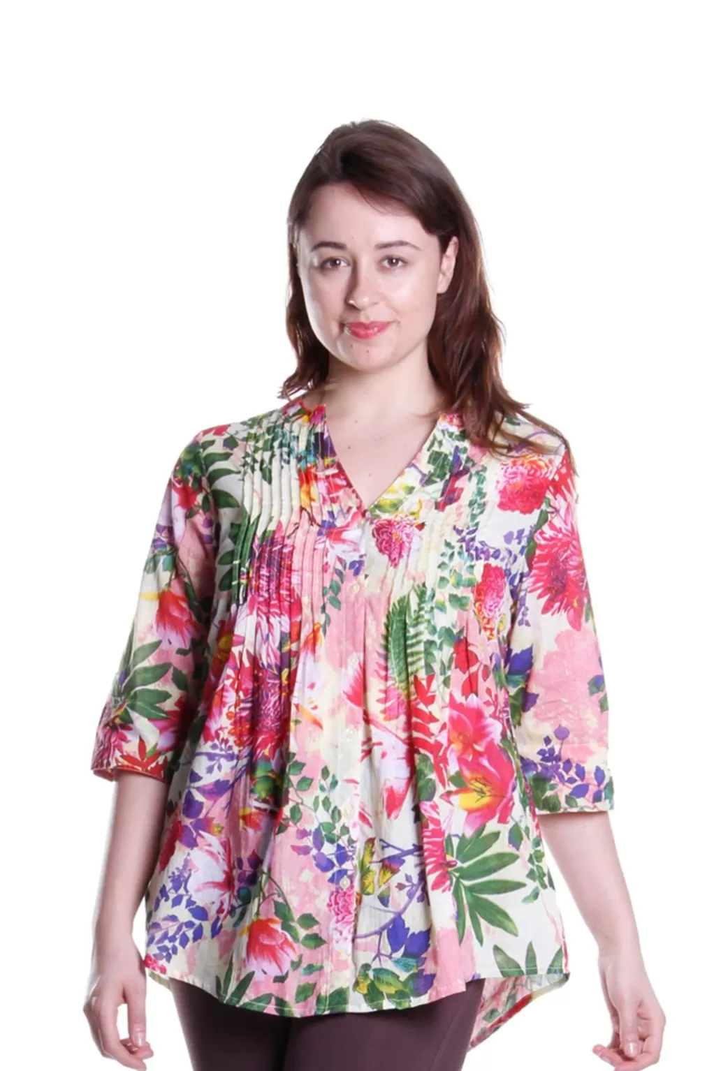 La Cera™ Tropical Garden Release Print Tunic