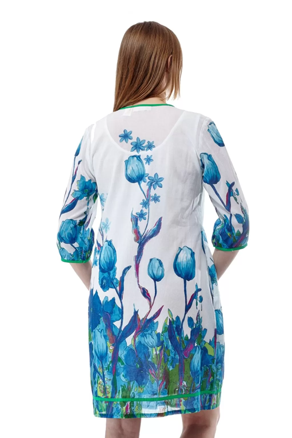 La Cera™ Tulip Print Pleated Tunic Dress