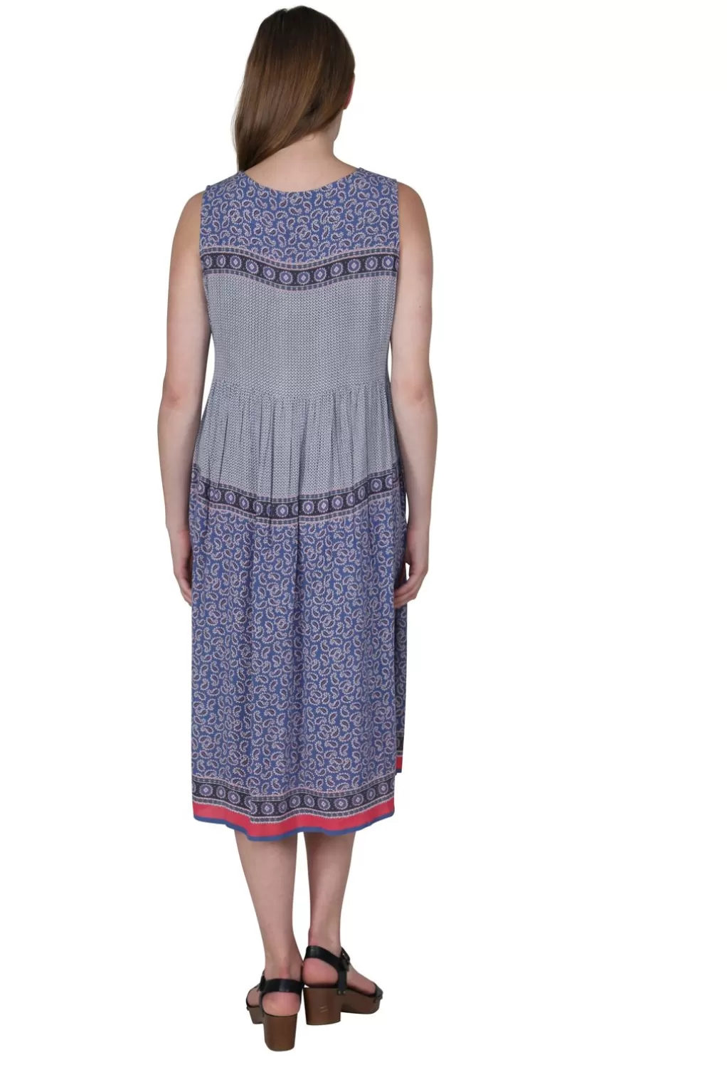 La Cera™ V-Neckline Empire Waist Border Print Dress