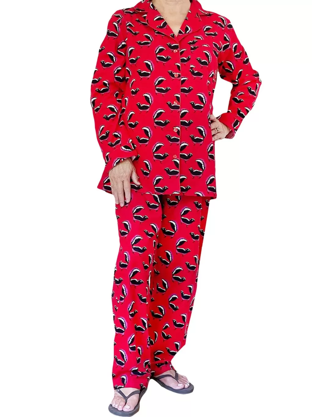La Cera™ Whimsical Skunk Flannel Pajamas Set