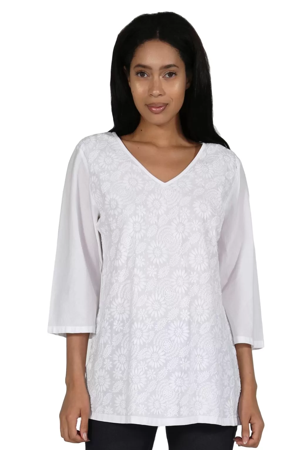 La Cera™ White Floral Embroidered Top