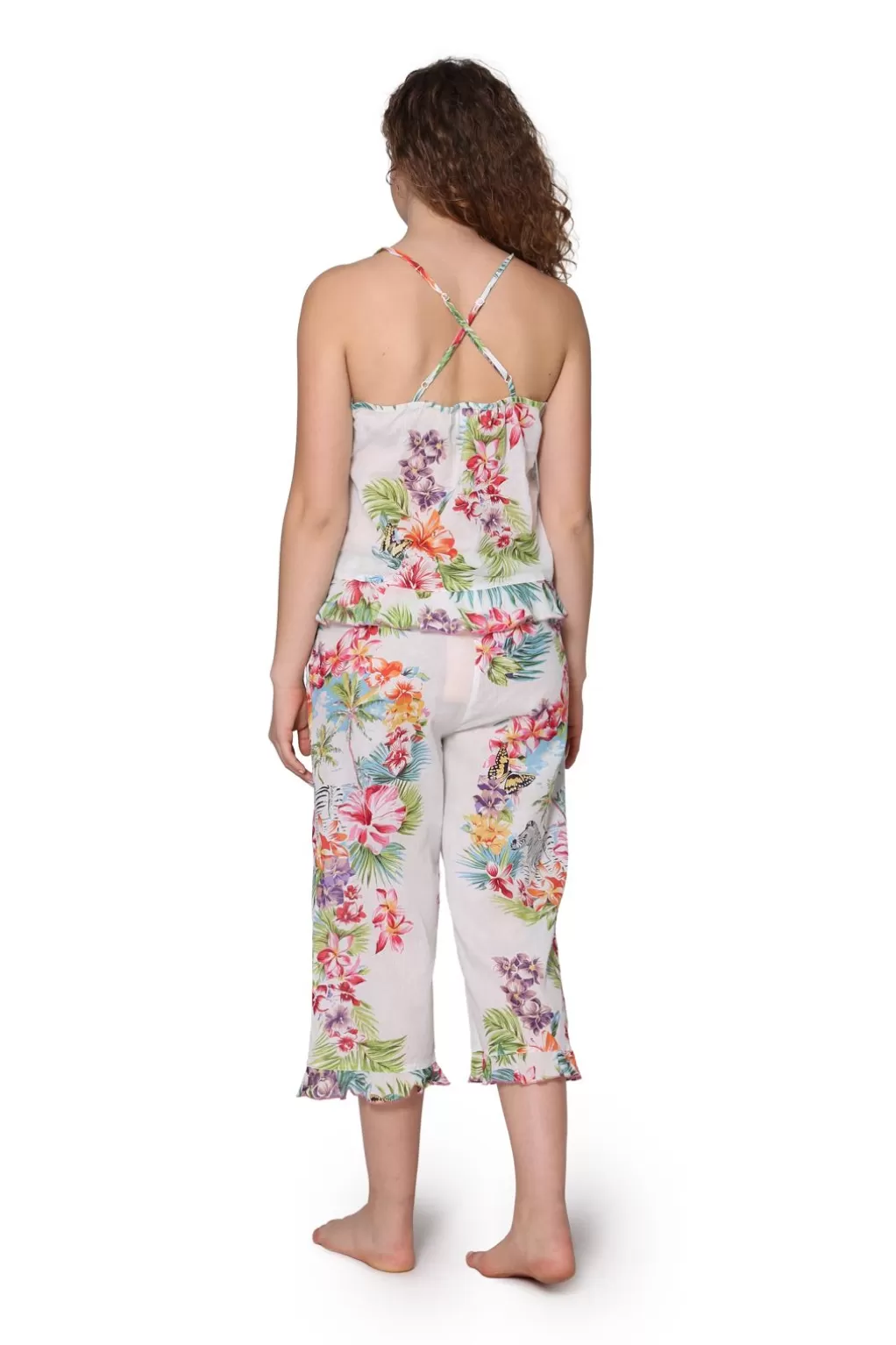 La Cera™ White Tropical Cotton Pajamas