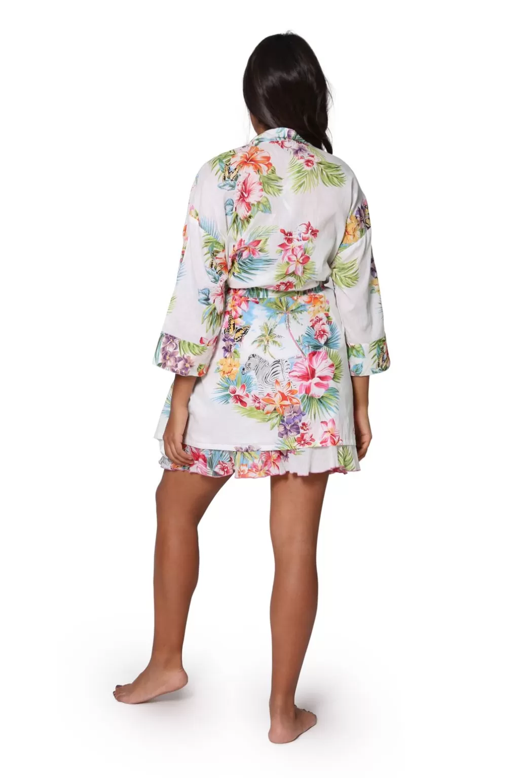 La Cera™ White Tropical Cotton Robe