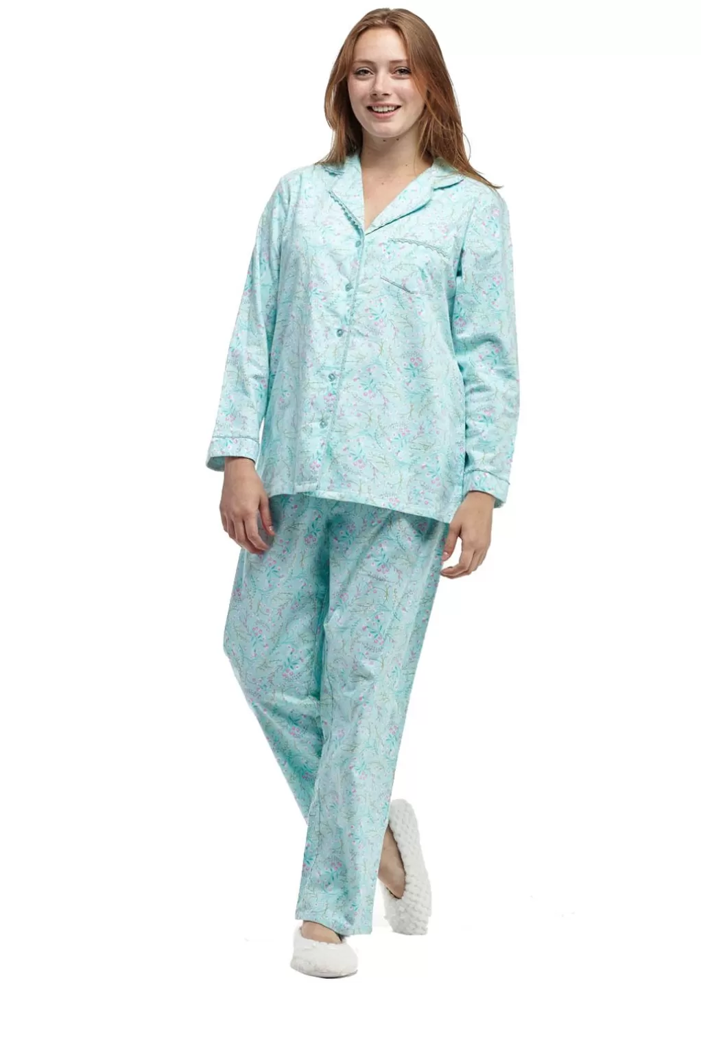 La Cera™ Wispy Floral Flannel Pajama Set